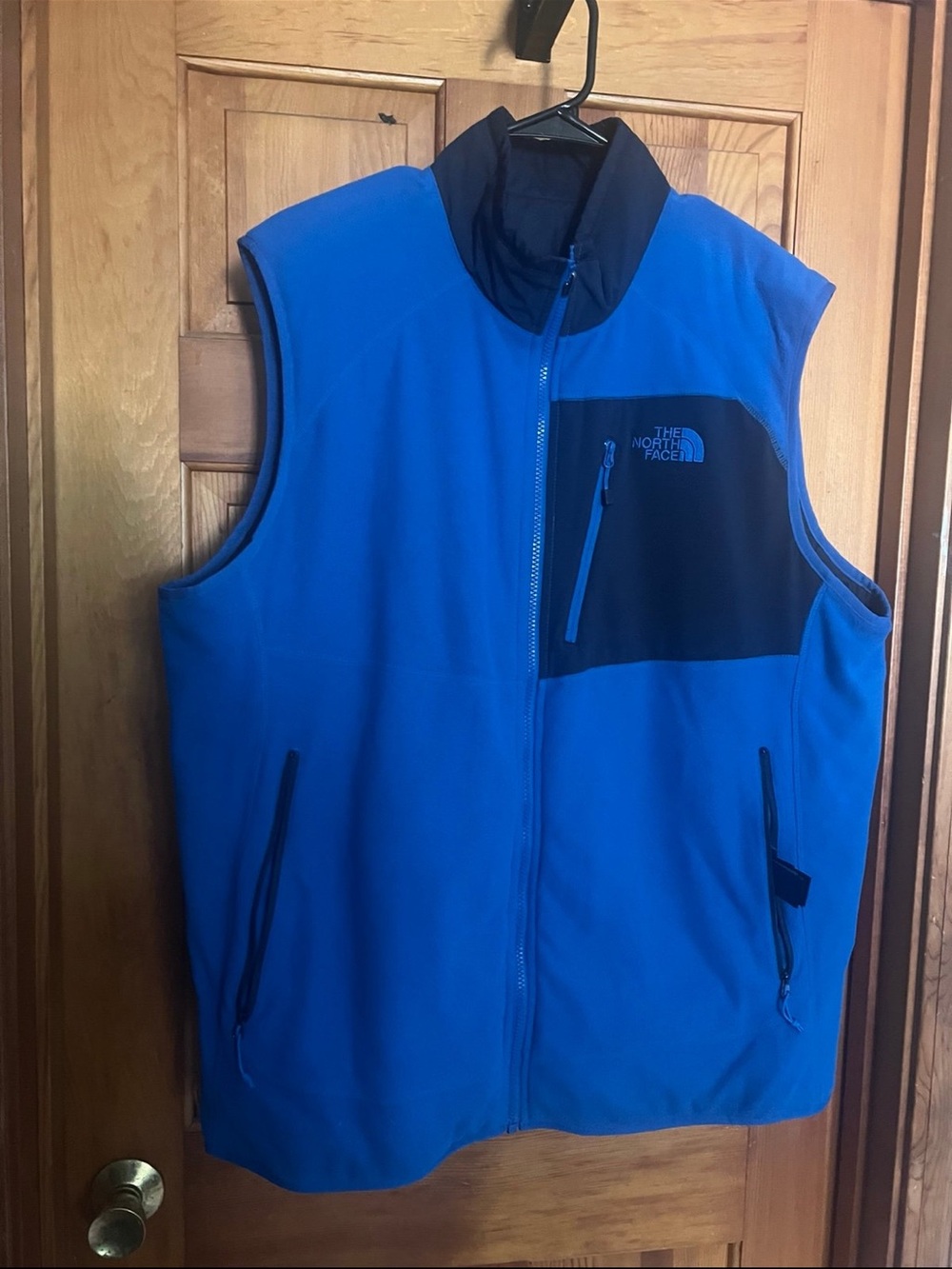 The North Face Blue Vest with Navy Chest Panel reversible